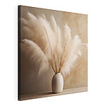 Tableaux Vase blanc avec fleurs pelucheuses