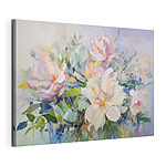 Tableaux Peinture de fleurs sur fond bleu