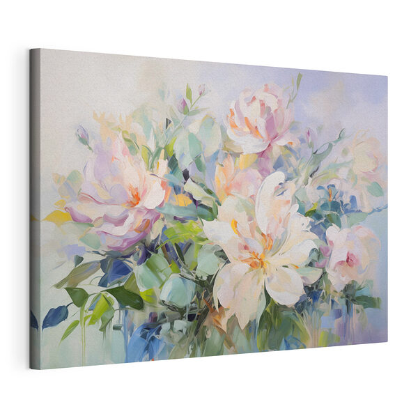 Tableaux Tableaux Peinture de fleurs sur fond bleu (UGS : s43390)