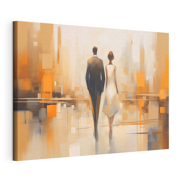 Tableaux Homme et femme marchant dans une rue