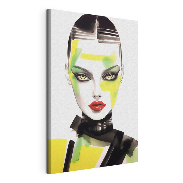 Femme maquillée en vert et jaune Tableaux Femme maquillée en vert et jaune
