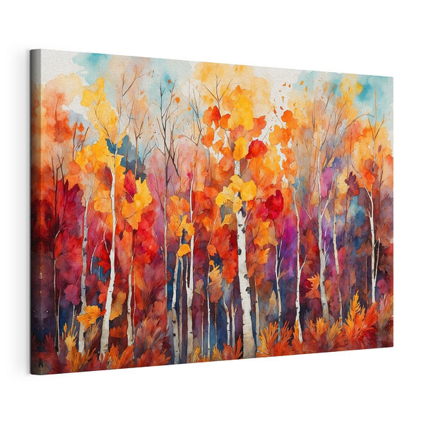 Aquarelle d'arbres aux feuilles orange et violettes Tableaux Aquarelle d'arbres aux feuilles orange et violettes