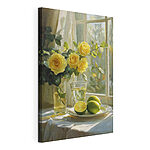 Tableaux Roses jaunes et citrons sur une assiette