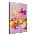 Tableaux Verre avec boisson rose et citrons