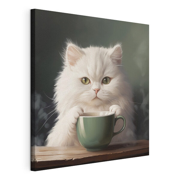 Tableaux Chat tenant une tasse