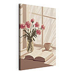 Tableaux Livre et vase de fleurs