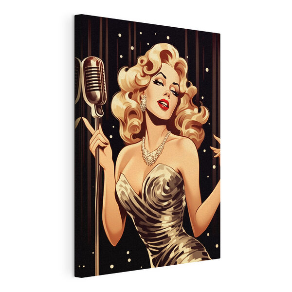 Femme chantant dans un microphone Tableaux Femme chantant dans un microphone