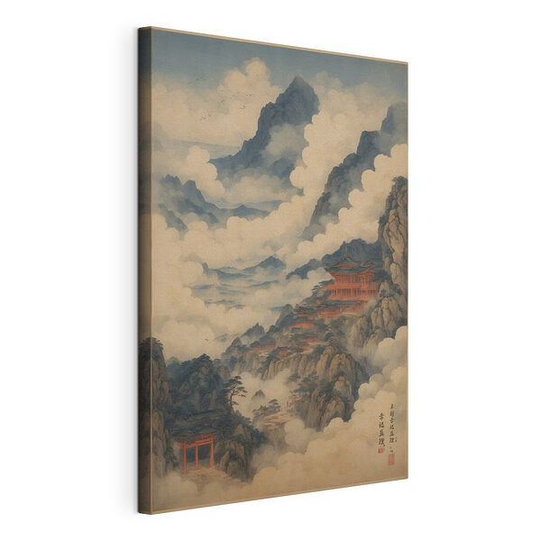 Peinture d'un temple sur une montagne Tableaux Peinture d'un temple sur une montagne