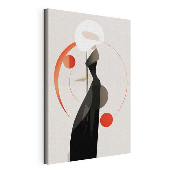 Tableaux Femme portant une robe noire et un chapeau blanc