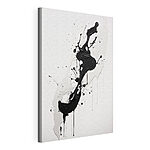 Tableaux Peinture noire et blanche éclaboussée sur une surface blanche