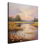 Tableaux Peinture d'un lac avec des fleurs