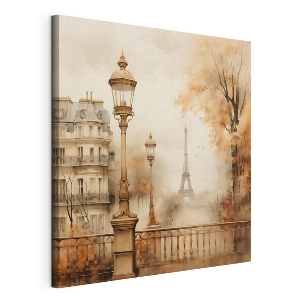 Tableaux Lampadaire et arbres avec une tour en arrière-plan