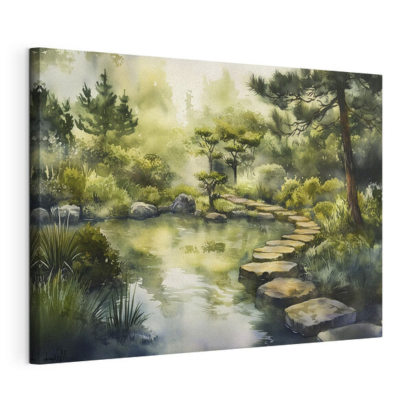 Aquarelle d'un chemin menant à un étang Tableaux Aquarelle d'un chemin menant à un étang