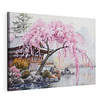Tableaux Aquarelle d'un arbre avec des fleurs roses