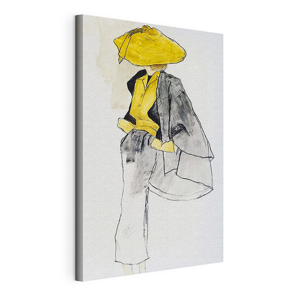 Peinture d'une femme portant un chapeau jaune Tableaux Peinture d'une femme portant un chapeau jaune