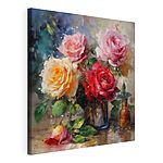 Tableaux Des roses éclatantes dans un vase coloré