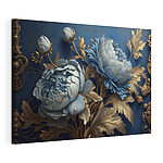 Tableaux Fleurs bleues avec détails ornementaux