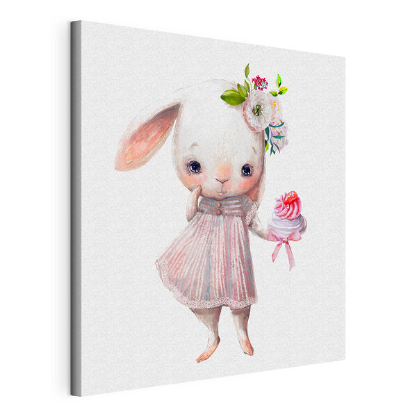 Lapin fleuri avec une friandise Tableaux Lapin fleuri avec une friandise