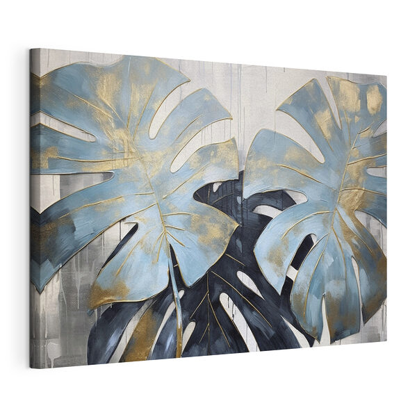Feuilles bleues abstraites sur toile Tableaux Feuilles bleues abstraites sur toile