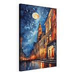 Tableaux Rue avec bâtiments et lune