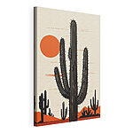 Tableaux Cactus avec un soleil en arrière-plan