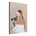 Tableaux Femme gracieuse avec une rose rose