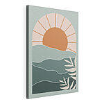 Tableaux Coucher de soleil sur des vagues et des feuilles