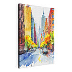 Tableaux Rue de la ville vibrante en aquarelle