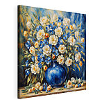 Tableaux Vase bleu avec des fleurs épanouies