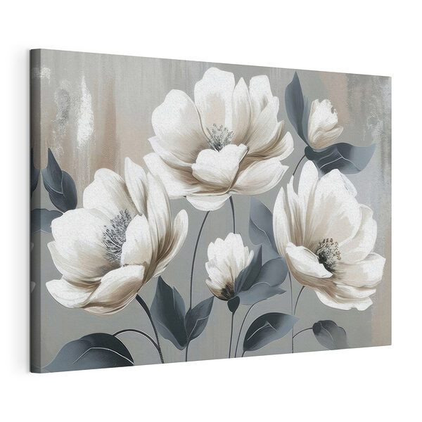 Tableaux Fleurs douces sur fond de couleur sourde