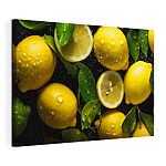 Tableaux Citrons frais avec gouttes et feuilles