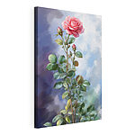 Tableaux Rose rose avec des feuilles en fleur