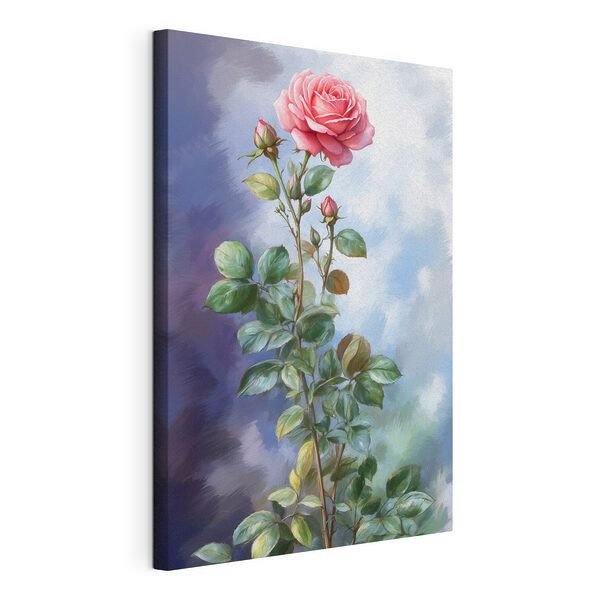 Tableaux Rose rose avec des feuilles en fleur