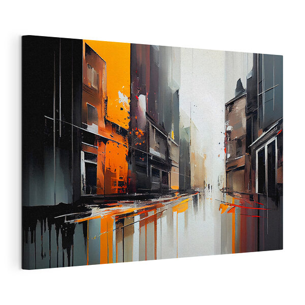 Peinture d'une rue avec des bâtiments Tableaux Peinture d'une rue avec des bâtiments