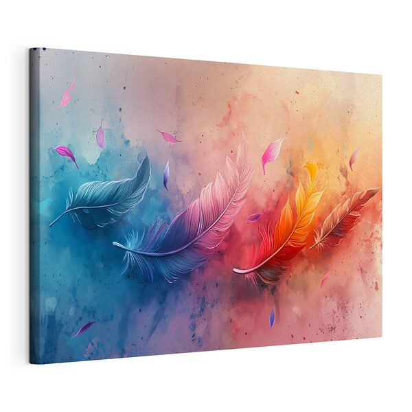 Tableaux Des plumes colorées qui dérivent en harmonie