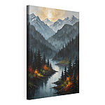 Tableaux Peinture de montagnes et de soleil