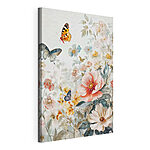Tableaux Des papillons volent au-dessus de fleurs éclatantes