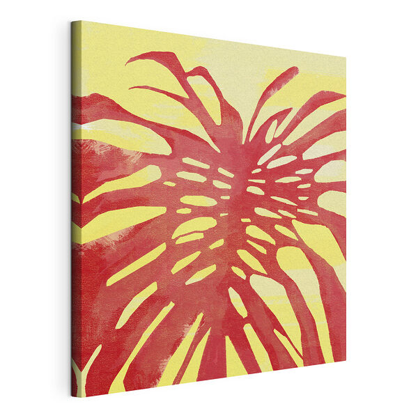 Feuille rouge sur fond jaune Tableaux Feuille rouge sur fond jaune
