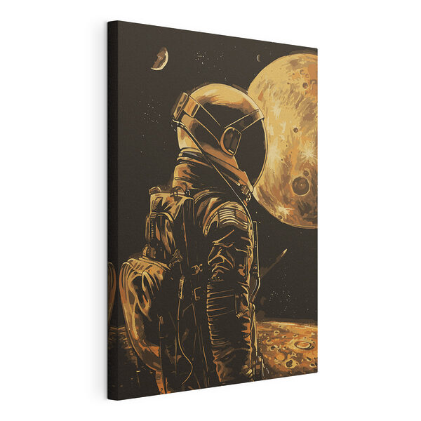 Un astronaute contemple la surface lunaire Tableaux Un astronaute contemple la surface lunaire