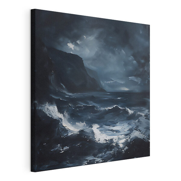 Les vagues sombres s'écrasent sous un ciel de tempête Tableaux Les vagues sombres s'écrasent sous un ciel de tempête