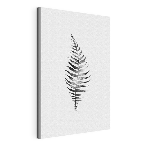 Tableaux Feuille de fougère monochrome sur fond blanc