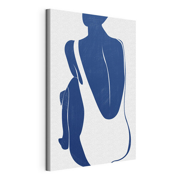 Dessin bleu et blanc du dos d'une femme Tableaux Dessin bleu et blanc du dos d'une femme
