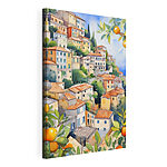 Tableaux Village coloré à flanc de colline et verdure