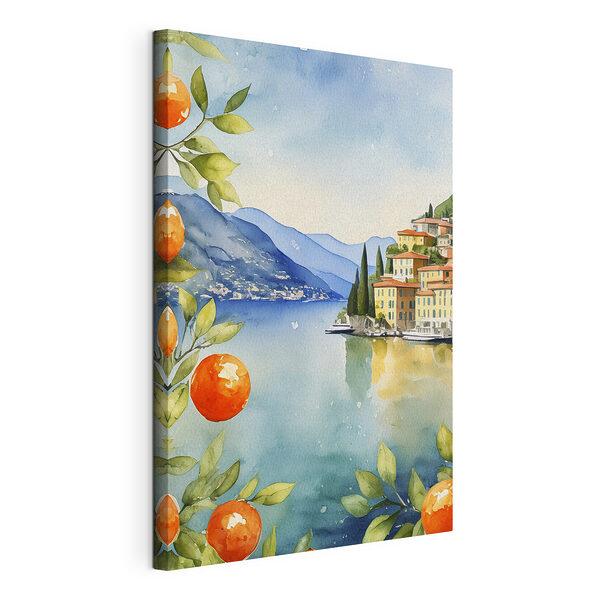 Tableaux Village lacustre avec orangers