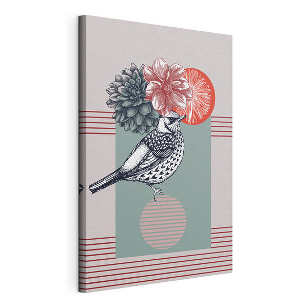 Tableaux Oiseau perché avec couronne florale