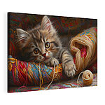 Tableaux Chaton niché dans un fil coloré