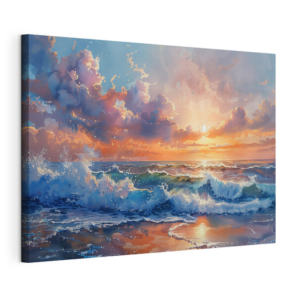 Peinture de vagues s'écrasant sur une plage Tableaux Peinture de vagues s'écrasant sur une plage
