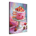 Tableaux Peinture d'un gâteau surmonté de fraises