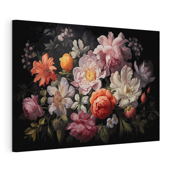 Tableaux Des fleurs aux couleurs vives sur un fond sombre