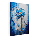 Tableaux Fleur bleue avec des feuilles blanches